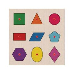 Geometrik Şekiller Kulplu Ahşap Puzzle