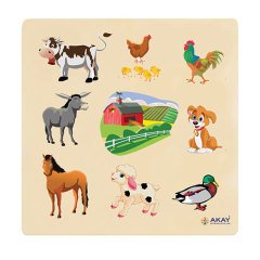 Çiftlik Hayvanları Ahşap Puzzle 30X30 (Evcil Hayvanlar)