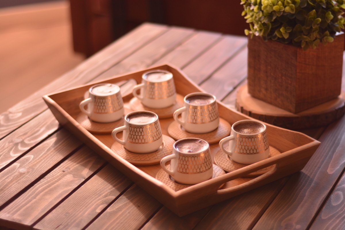 Bambum Hattat 6 Kişilik Kahve Takımı Desen Altlık