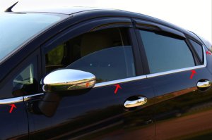 Ford Fiesta Krom Cam Çıtası Tk 2009 - 2017 8Prç Paslanmaz Çelik