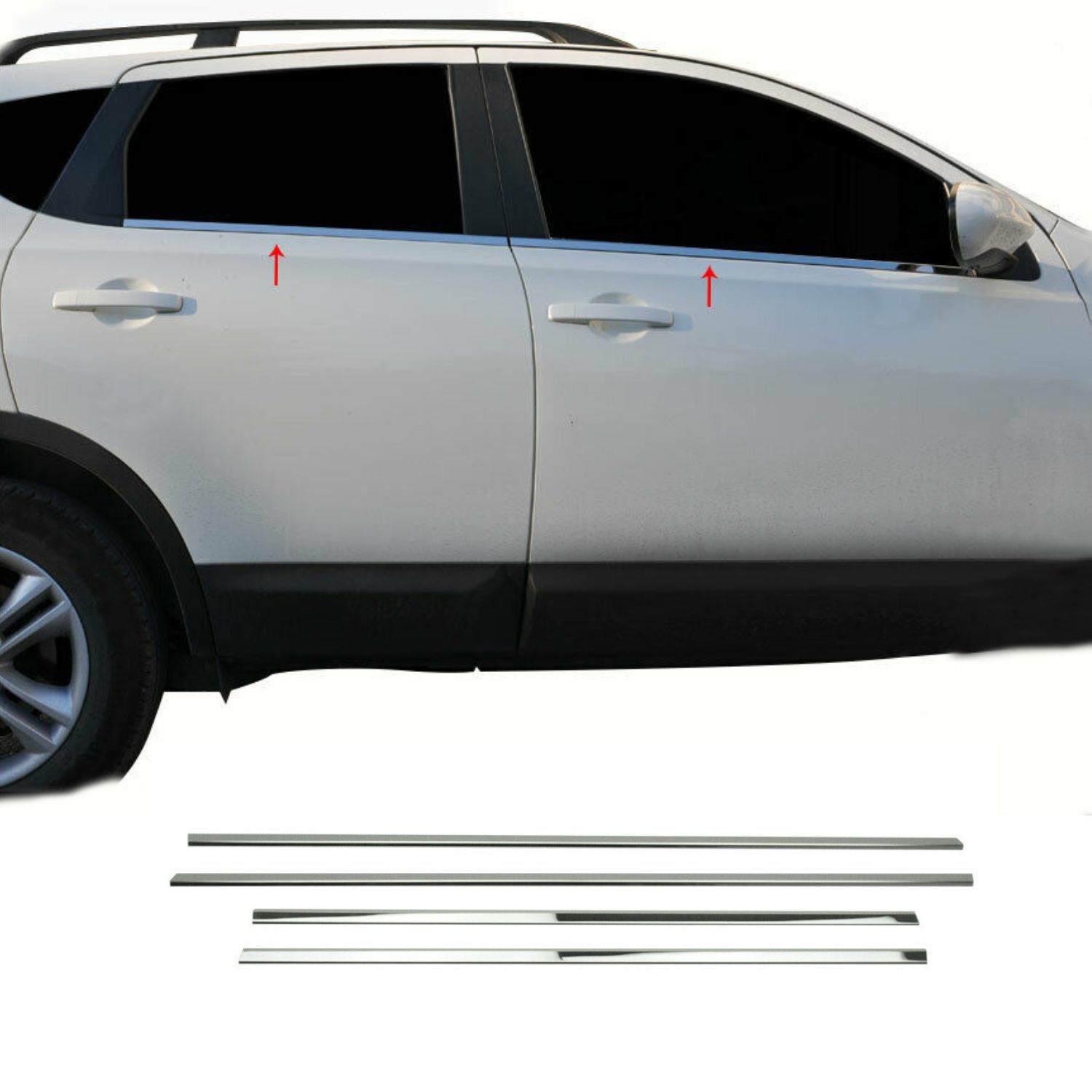 Nissan Qashqai Krom Cam Çıtası 2007-2010 4Prç Paslanmaz Çelik