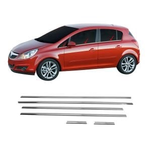 Opel Corsa D Krom Cam Çıtası Tk 2007 Üzeri 6Prç Paslanmaz Çelik