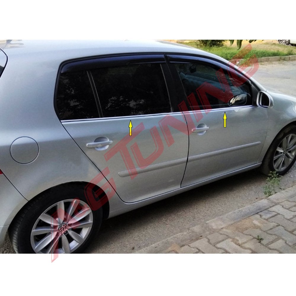 VW Golf 5 Krom Cam Çıtası Tk 2005-2009 4Prç Paslanmaz Çelik