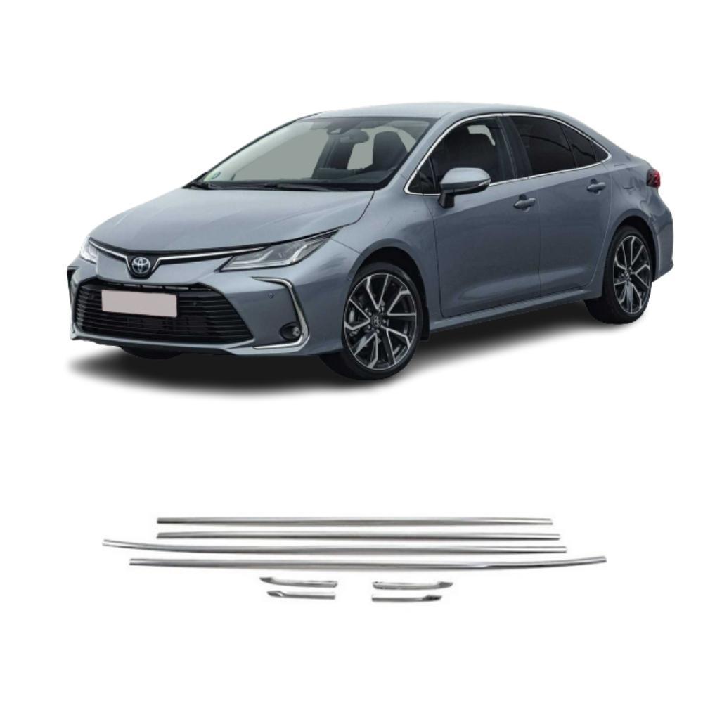 Toyota Corolla Krom Cam Çıtası (8Parça) 2019 Ve Üzeri P.Çelik