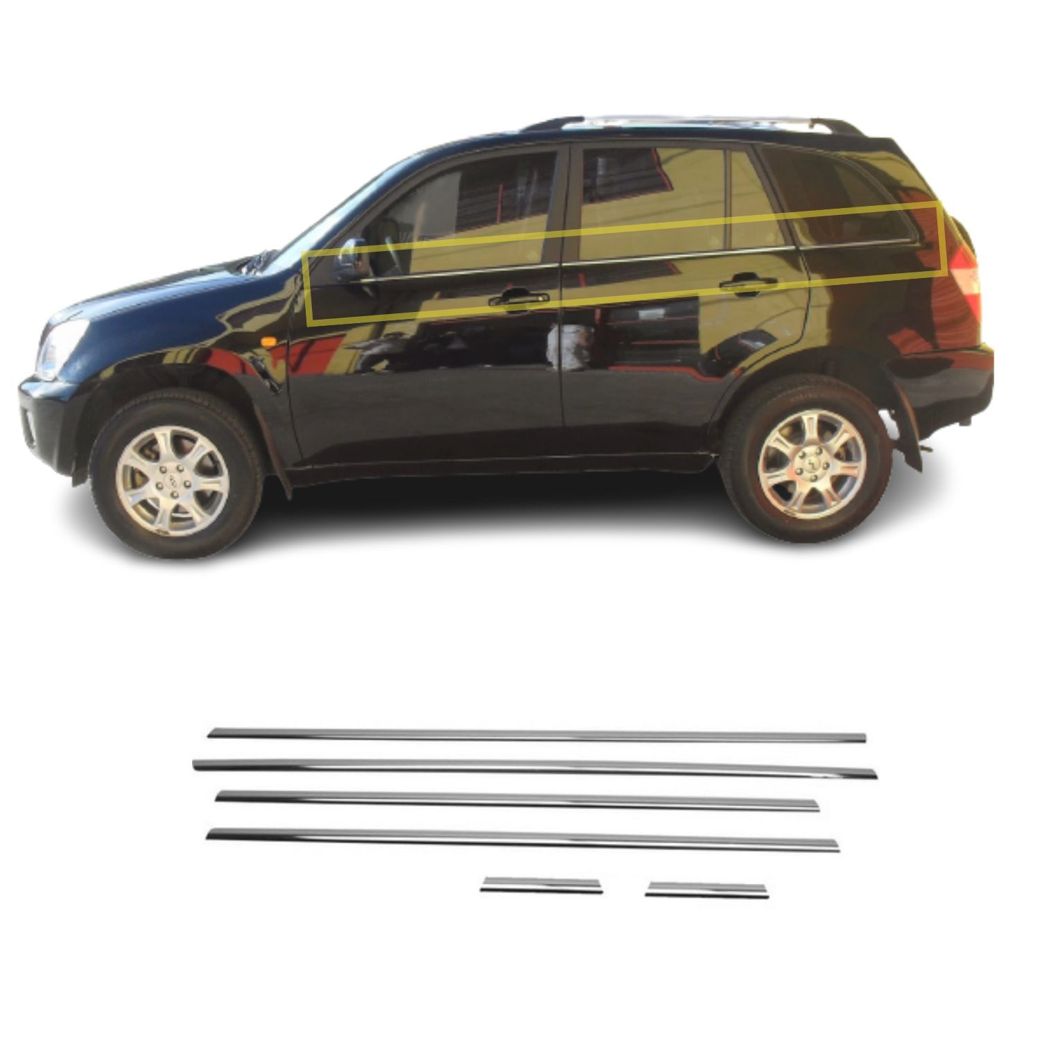Chery Tiggo Krom Cam Çıtası 6 Parça 2007-2012 Arası P.Çelik