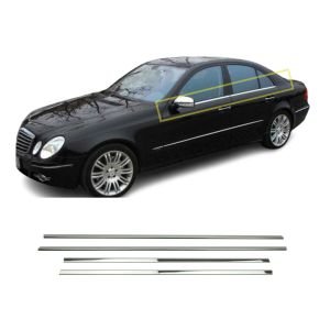 Mercedes E Klasse W211 Krom Cam Çıtası 4 Parça 2002-2009 Arası P.Çelik