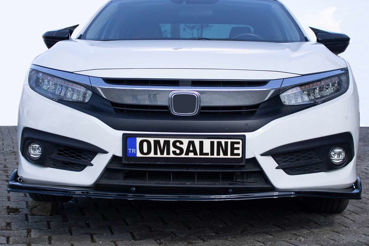 Honda Civic FC5 Ön Tampon Lip Flaplı Piano Siyah-Gri 4 Parça 2016 ve Sonrası