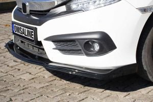 Honda Civic FC5 Ön Tampon Lip Flaplı Piano Siyah-Gri 4 Parça 2016 ve Sonrası