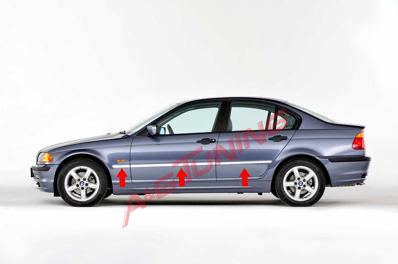 BMW E46 Krom Yan Kapı Çıtası 1998-2005 6 Prç Paslanmaz Çelik