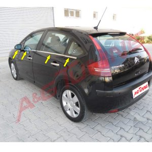 Citroen C4 HB Krom Cam Çıtası Tk 2005-2010 8Prç Paslanmaz Çelik