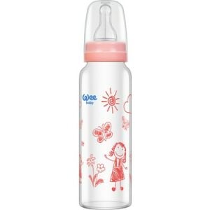 Wee Baby İsıya Dayanıklı Cam Biberon Pembe 240 ml