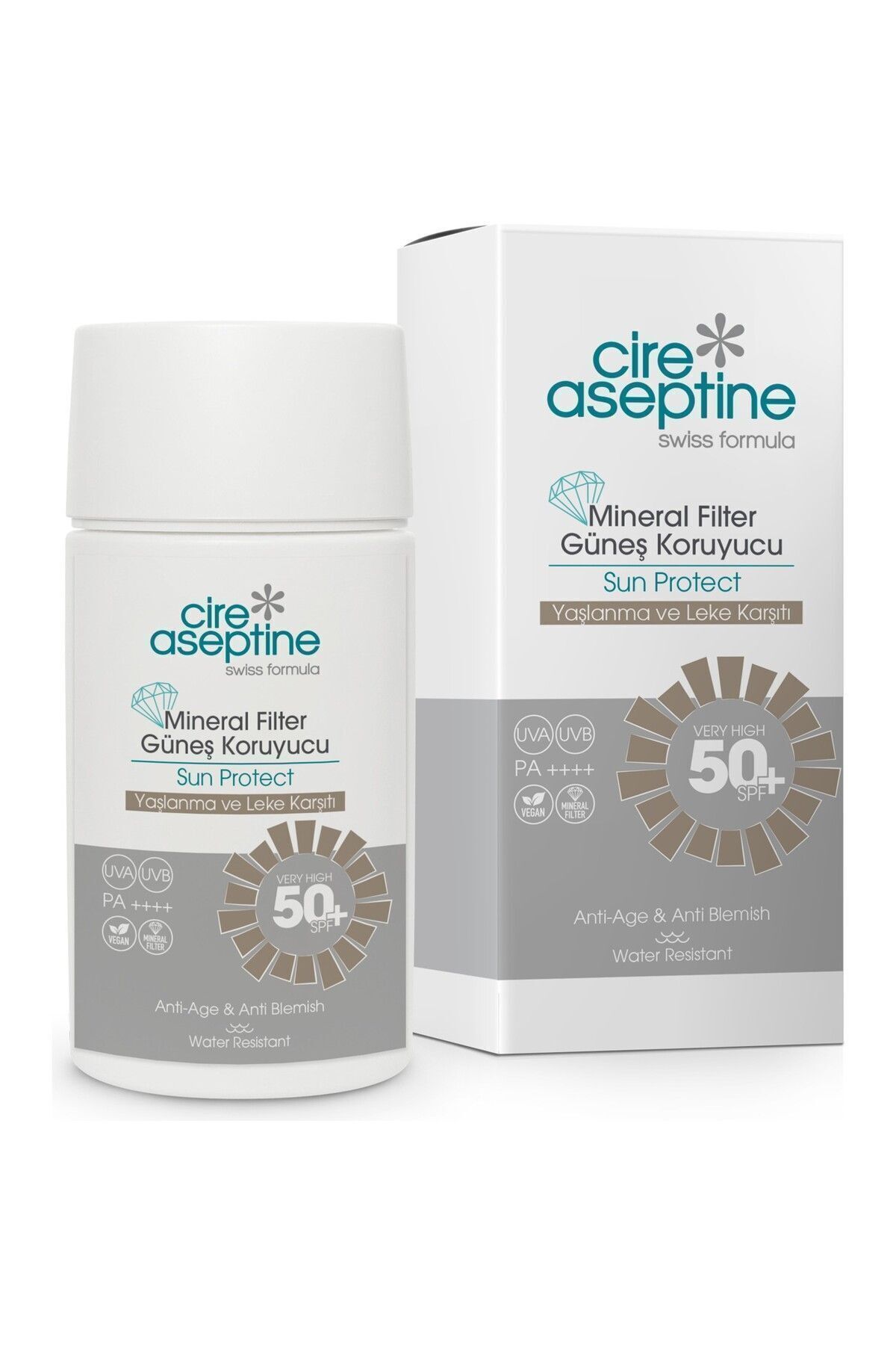 Cire Aseptine Mineral Filtreli Güneş Kremi Yaşlanma ve Leke Karşıtı SPF50 50 ml