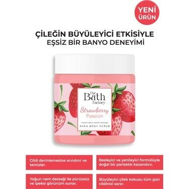 The Bath Factory Nemlendirici ve Arındırıcı Shea Vücut Peelingi Çilek Aromalı 300 gr