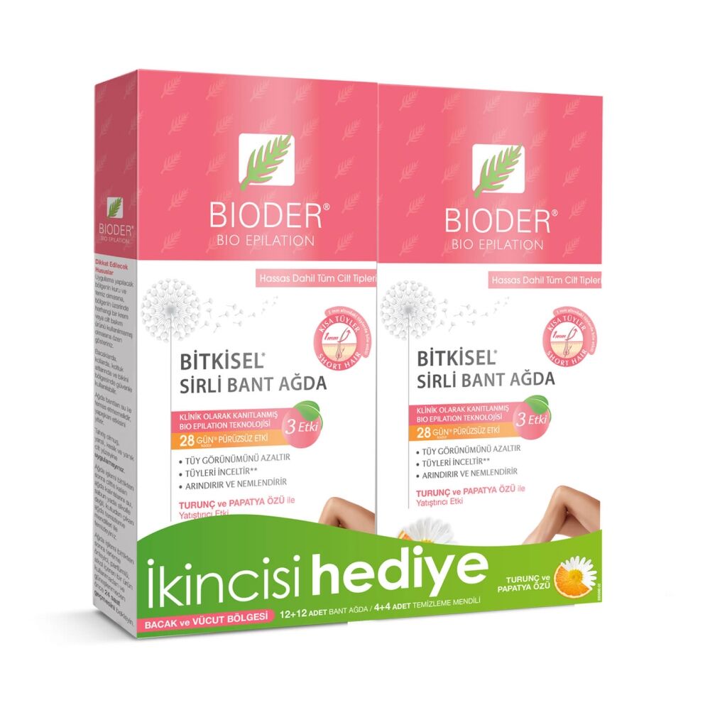 Bioder Bio Epilation Bitkisel Tüy Azaltıcı Vücut Sirli Bant Ağda Hassas Ciltler - İkincisi Hediye