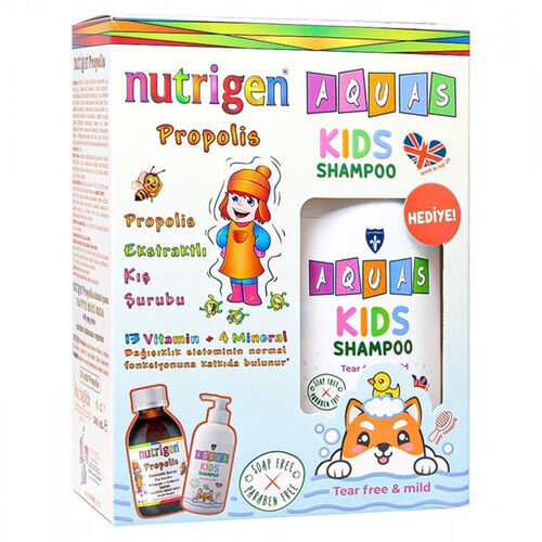 Nutrigen Propolis Şurup 200 ml + Aquas Kids Şampuan 250 ml Hediyeli