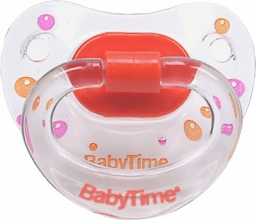 Baby Time Bt126 Silikon Damaklı Şeffaf Gövdeli Desenli Emzik - Pembe