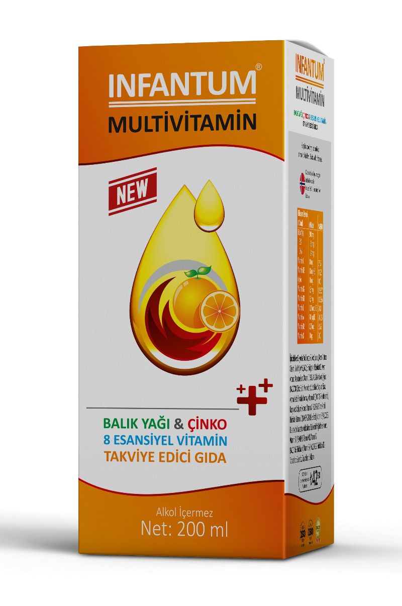 İnfantum Multiivitamin New Balık Yağı Çinko Vitamin 200 ml Şurup