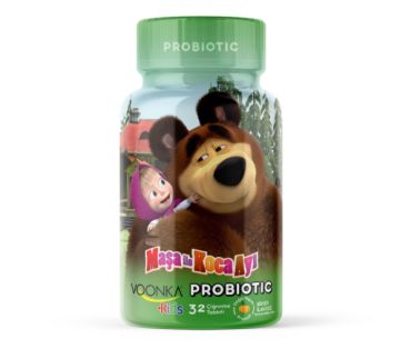 Voonka Kids Maşa ile Koca Ayı Probiotic 32 Çiğneme Tableti