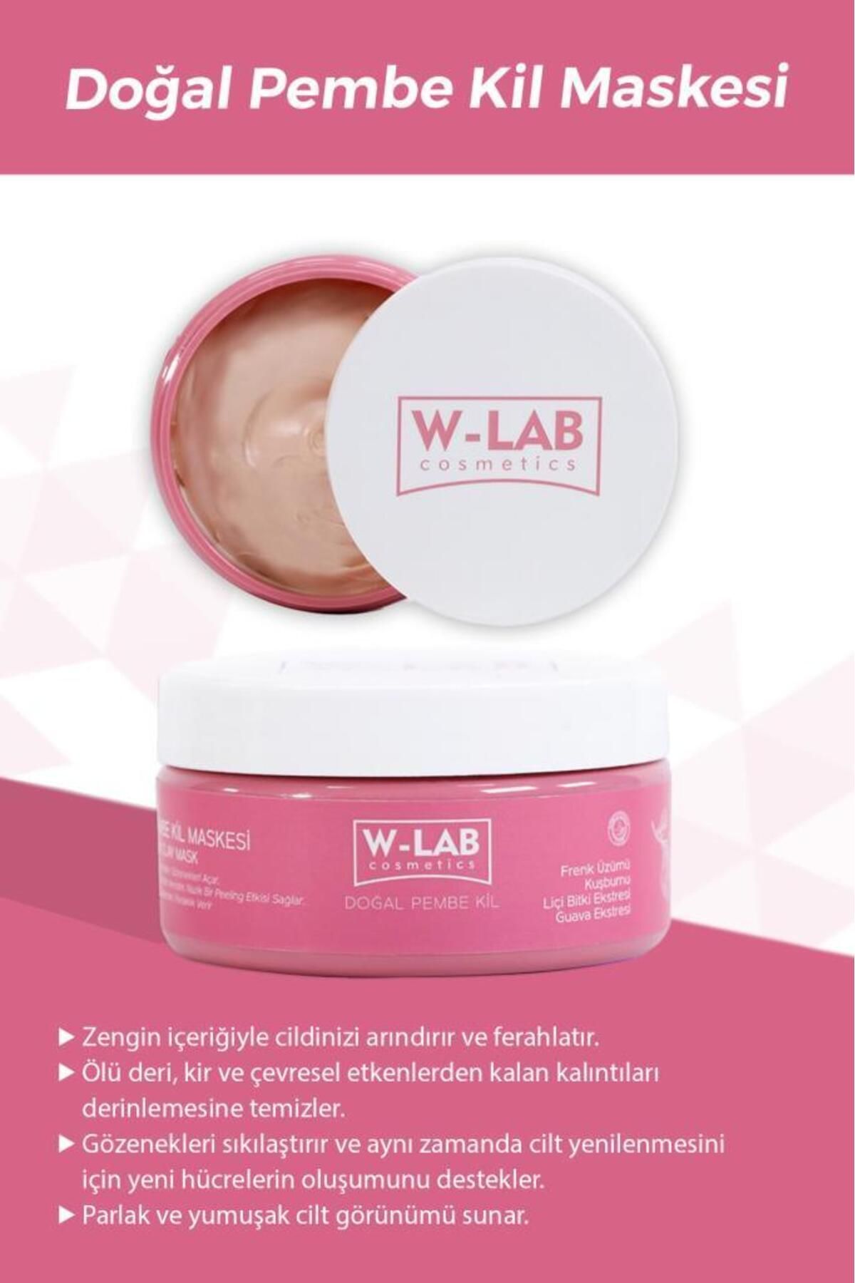 W-Lab Kozmetik Arındırıcı Antioksidan Pembe Kil Maskesi 250 ml