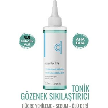 Quality Life %5 Glikolik Asit Tonik Aha Bha Tonik - Gözenek Sıkılaştırıcı Canlandırıcı 200 ml