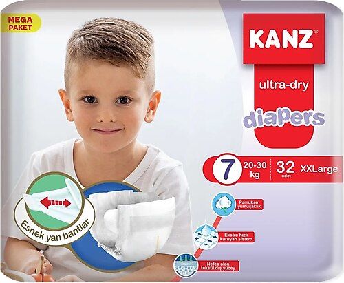 Kanz 7 Numara Bebek Bezi Belbantlı 20-30 kg 32'li xxLarge