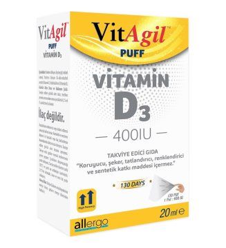 SKT:08/2023 VitAgil Vitamin D3 400IU Damla 20 Ml