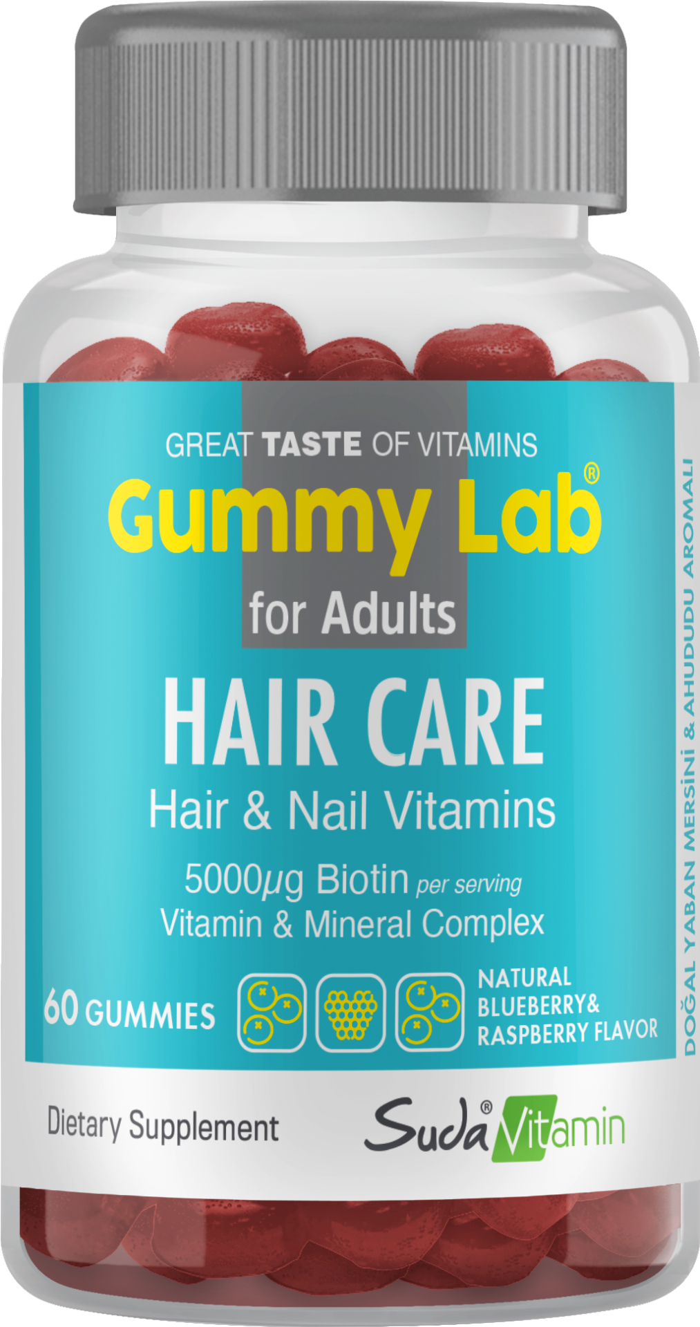 Suda Vitamin Gummy Lab Hair Care Vitamins For Adults 60 Gummies