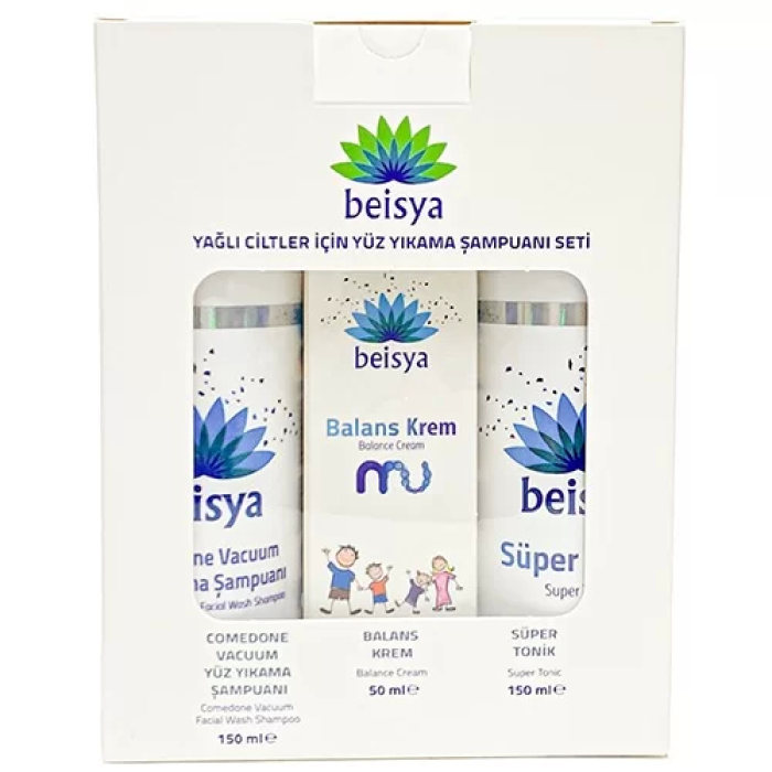 Beisya Yağlı Ciltler İçin Yüz Yıkama Şampuanı Seti - Şampuan 150 ml + Krem 50 ml + Tonik 150 ml