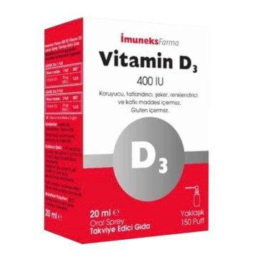SKT:12/2023 İmuneks Vitamin D3 400 IU Sprey 20ml