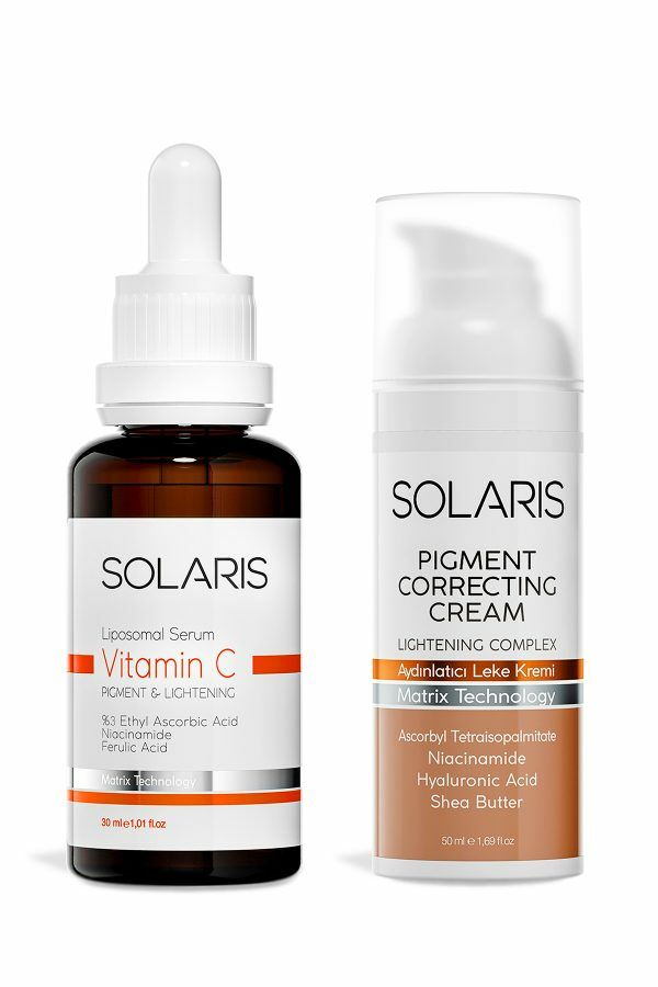 Solaris Leke Karşıtı C Vitamin Cilt Serumu 30 ml + Melavoid İçerikli Aydınlatıcı Leke Kremi 50 ml