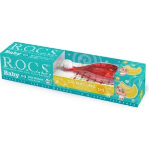 Rocs Baby 0-3 Yaş Muz Püresi Tadında Diş Macunu 45 gr + Diş Fırçası Seti