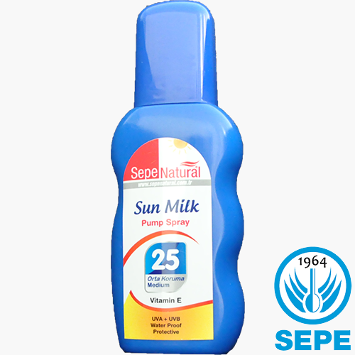 Sun Milk Pump Spray 200 ml 25 Faktör Vitamin E UVA UVB Güneş Sütü