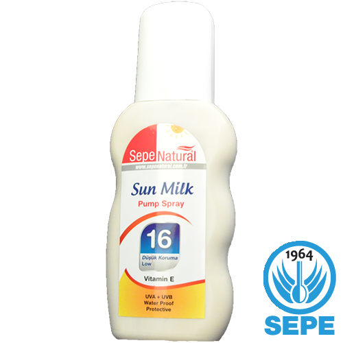 Sun Milk Pump Spray 200 ml 16 Faktör Vitamin E UVA UVB Güneş Sütü