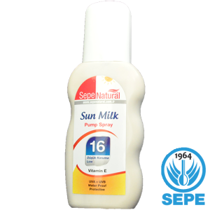 Sun Milk Pump Spray 200 ml 16 Faktör Vitamin E UVA UVB Güneş Sütü