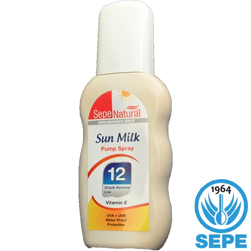 Sun Milk Pump Spray 200 ml 12 Faktör Vitamin E UVA UVB Güneş Sütü