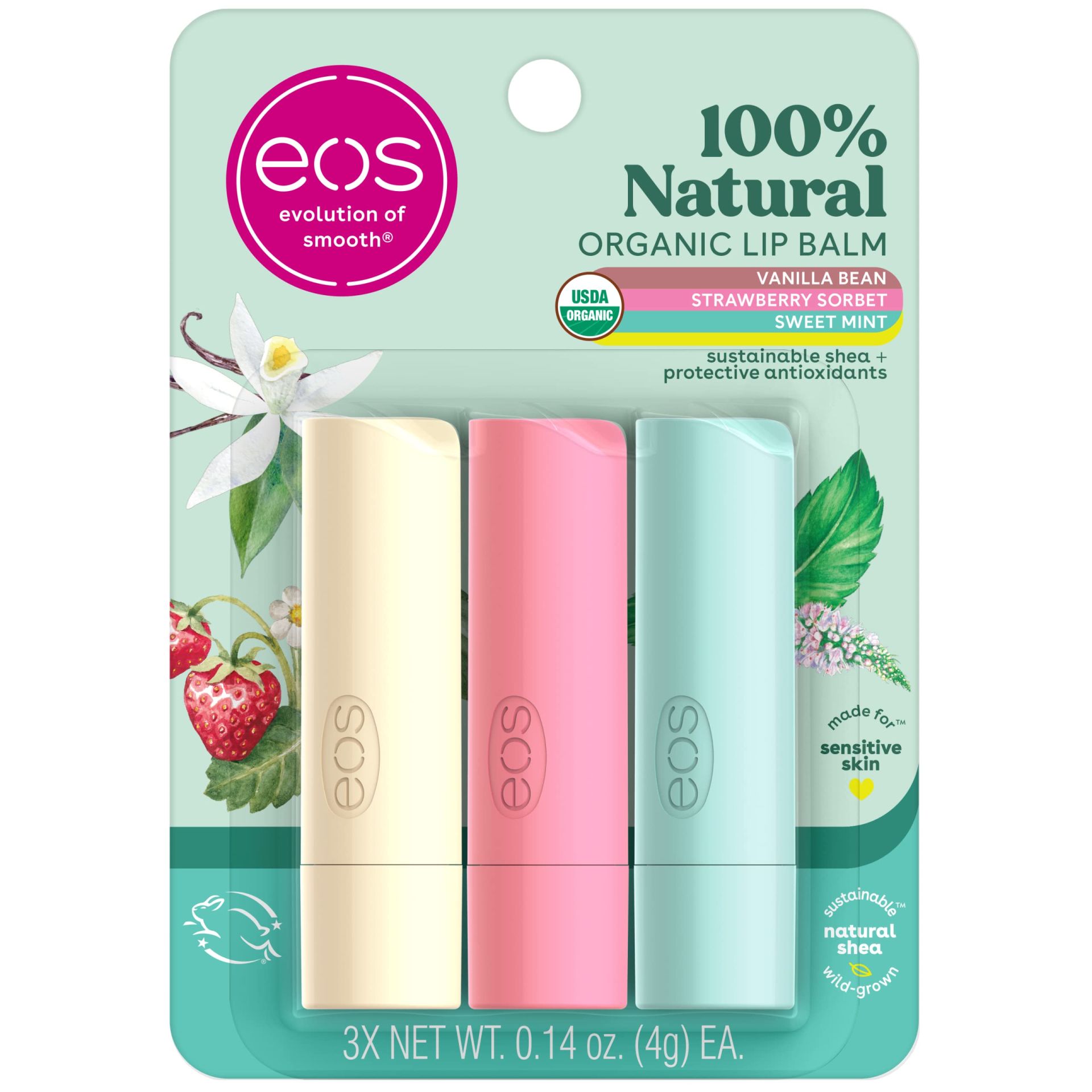 Eos Lip Balm 7'li Vazo - Strawberry + Vanilla + Sweet Mint