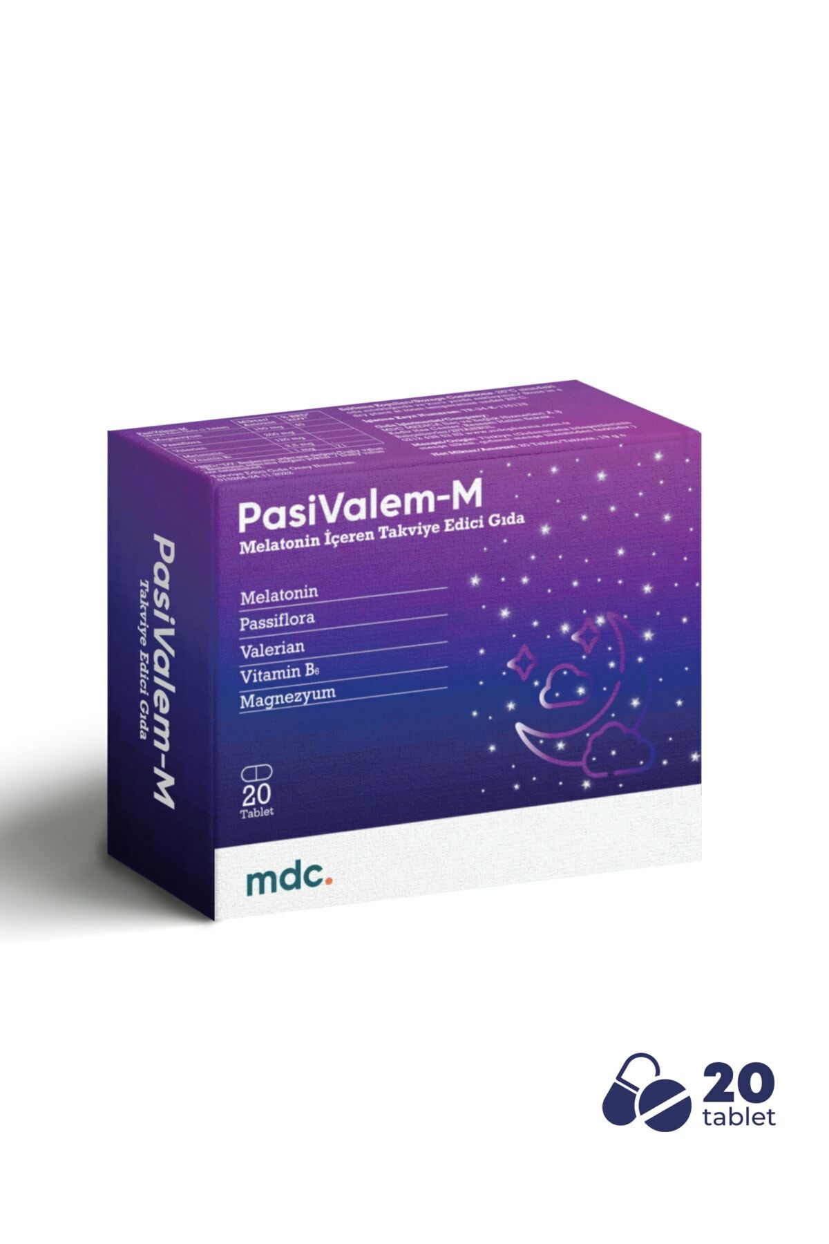 Mdc Pasivalem-M Melatonin 2,5 mg Passiflora Valerian Vit B6 Magnesium 20 Tablet