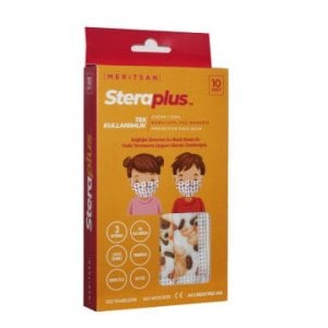 (ÜTSli) Steraplus 10'Lu Meltblown Desenli  Çocuk Ultrasonik 3 Katlı Telli Maske