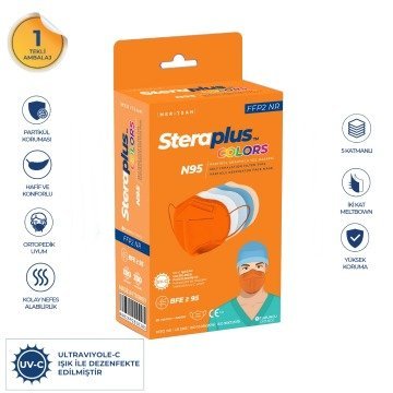 Steraplus Turuncu FFP2 5 Katmanlı Telli N95 Maske 10'lu