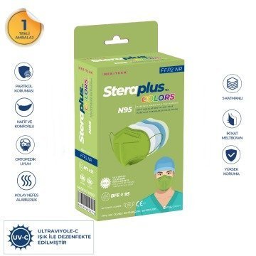 Steraplus Yeşil FFP2 5 Katmanlı Telli N95 Maske 10'lu