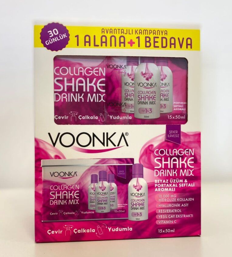 Voonka Collagen Shake Drink Mix Beyaz Üzüm & Portakal Şeftali Aromalı 15'li 50 ml 2 Adet