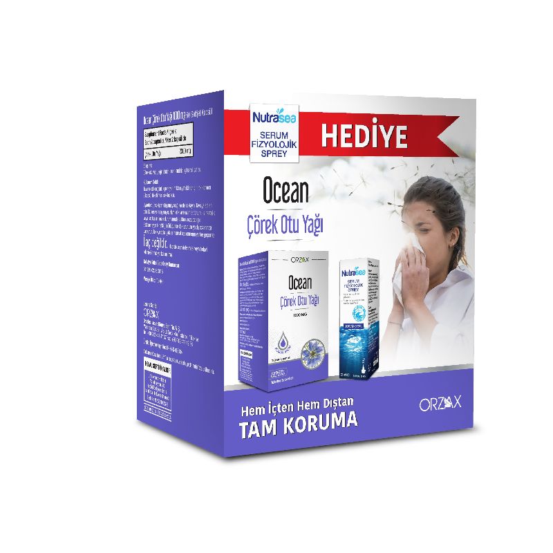 Ocean Çörek Otu Yağı 60 Kapsül+Nutrasea Serum Fizyolojik Sprey Hediye