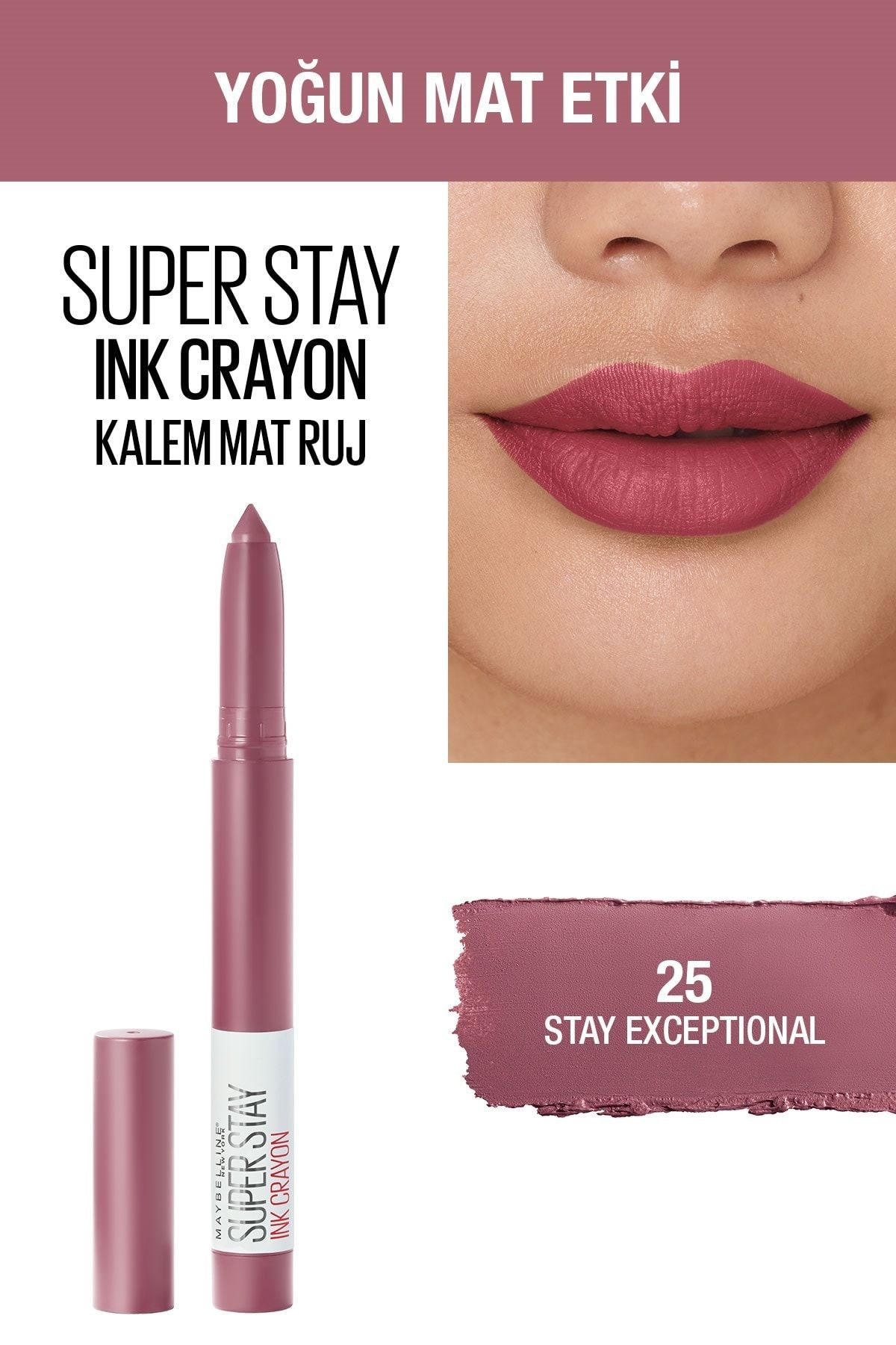 Maybelline New York Super Stay İnk Crayon Kalem Mat Ruj - 25 Stay Exceptional