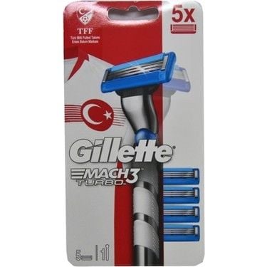 Gillette Mach3 Milli Takım Turbo Tıraş Makinesi + 5 Yedekli Tıraş Bıçağı