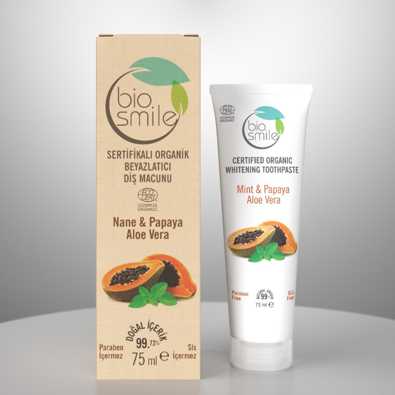 Bio Smile Organik Beyazlatıcı Diş Macunu Nane-Papaya-Aloe Vera 75ml