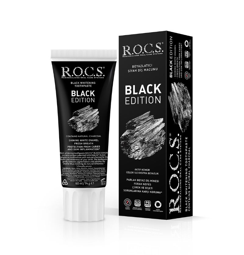 Rocs Black Edition Kömürle Beyazlatıcı Diş Macunu 