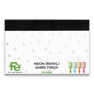 Fe Neon Renkli Kare Fırça 24 Adet Stand