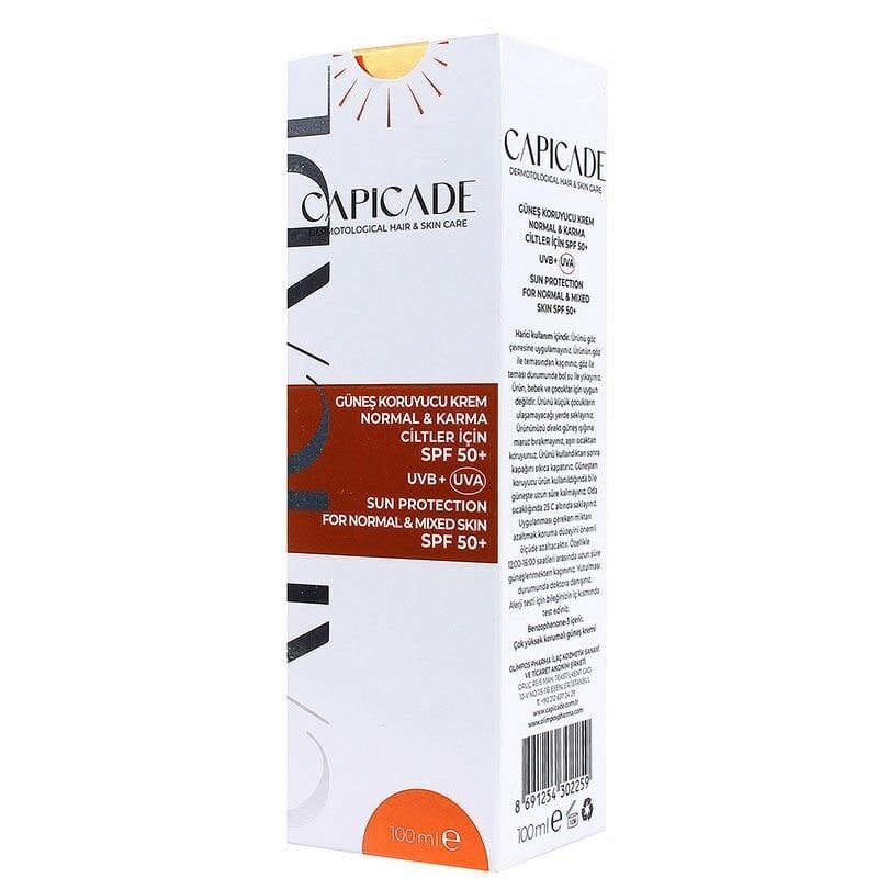 Capicade Güneş Kremi Spf50+ N / K Ciltler İçin 100ml