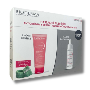 Bioderma Sensibio Foaming Gel 100 ml + Sensibio Defensive Serum 30 ml + Bilek Havlusu Hediye