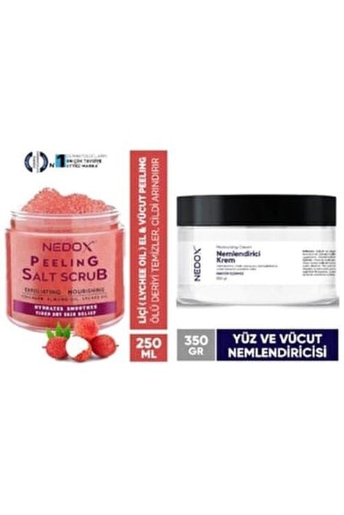 Nedox Liçi Lychee Oil El ve Vücut Peelingi 250 ml + Nemlendirici Yüz Vücut Nemlendirici 350 gr